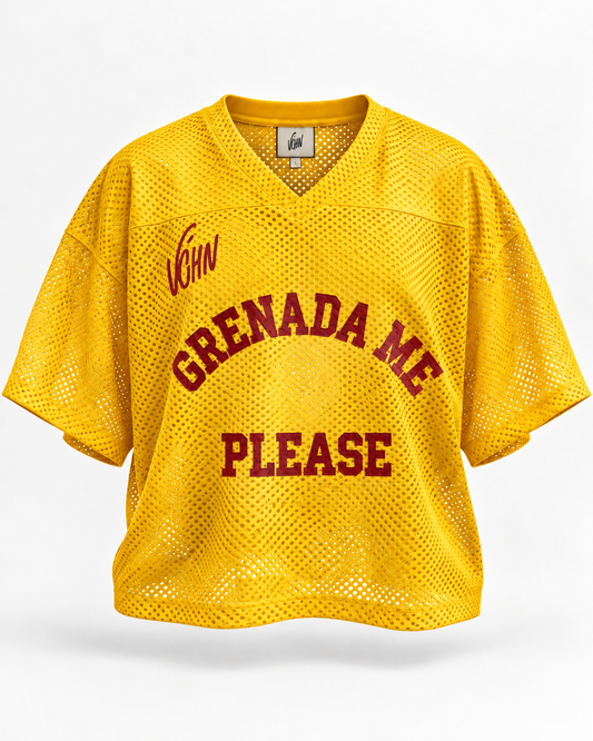 Jabaholic “Grenada Me Please” Mesh Jersey — Gold/Maroon